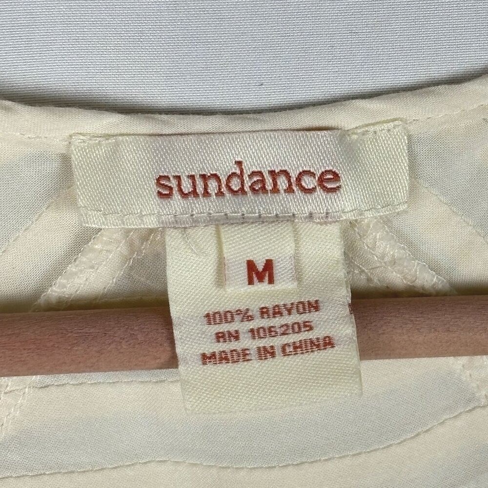 Sundance Womens Cream Long Sleeve Rayon Blouse‎ Tunic Sz M Cottagecore Prairie - Picture 4 of 10